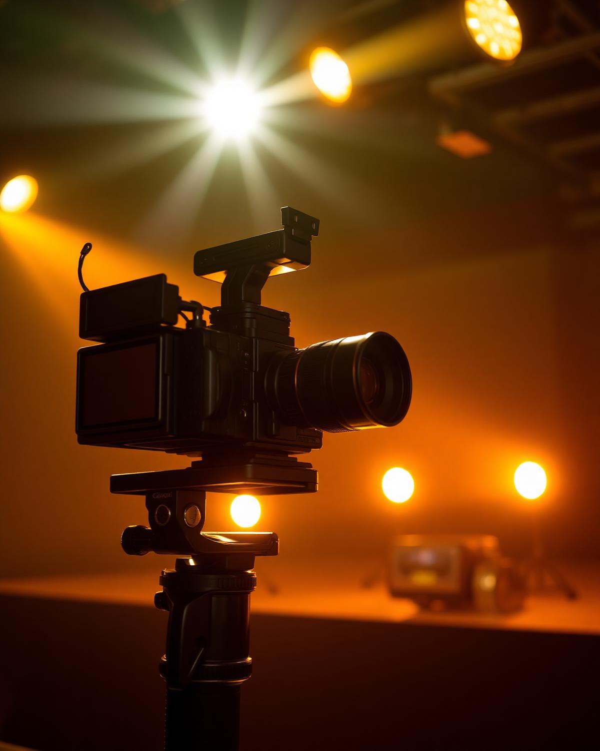 Cinema camera under stage lights